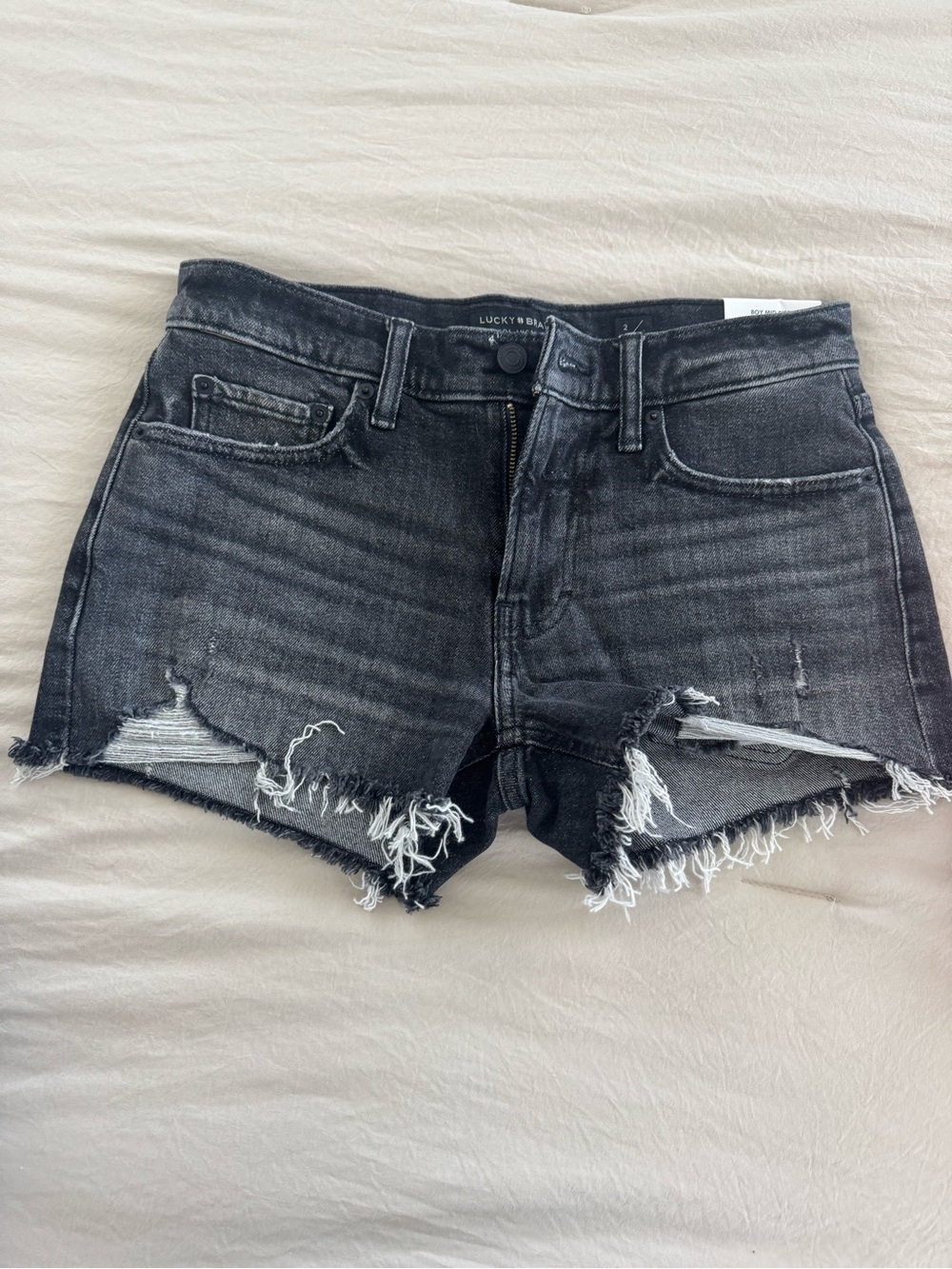 NWT Lucky Brand Black Distressed Denim Shorts